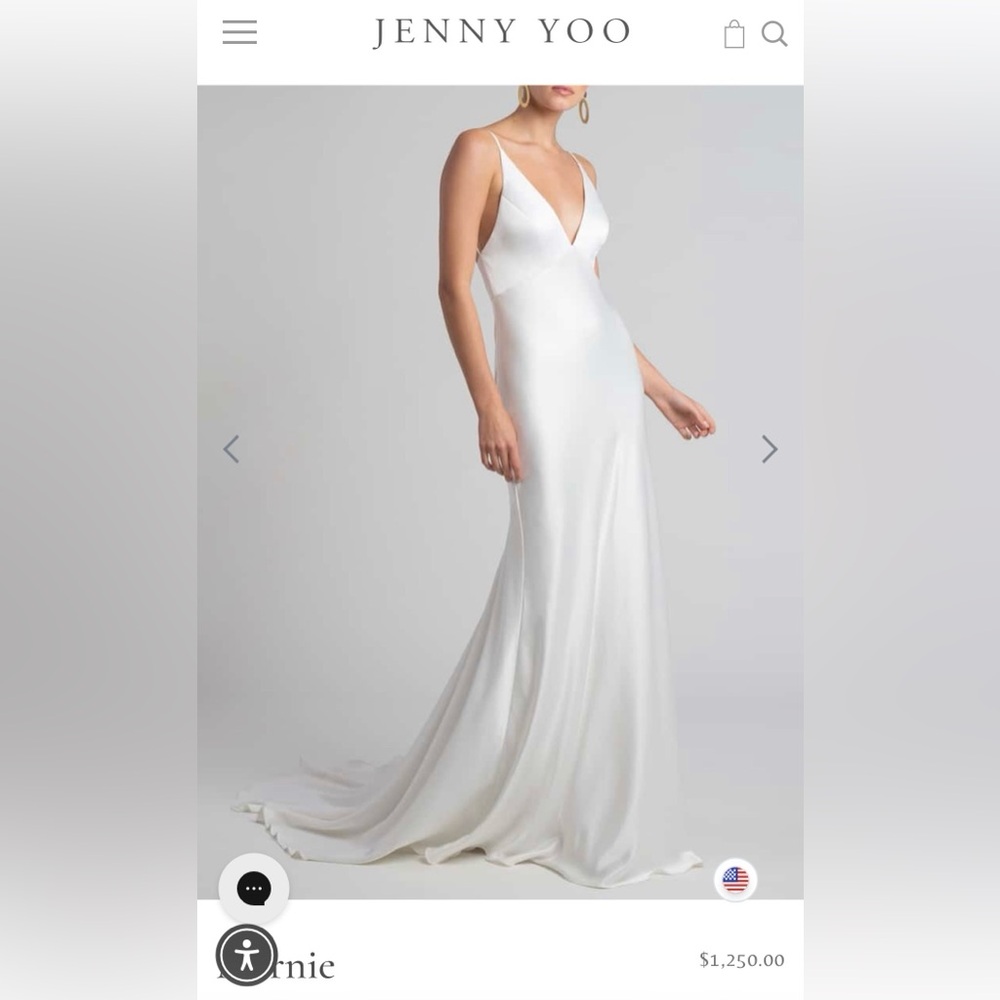 Jenny Yoo Marnie Biased-Cut Satin Wedding Dress. Size 8